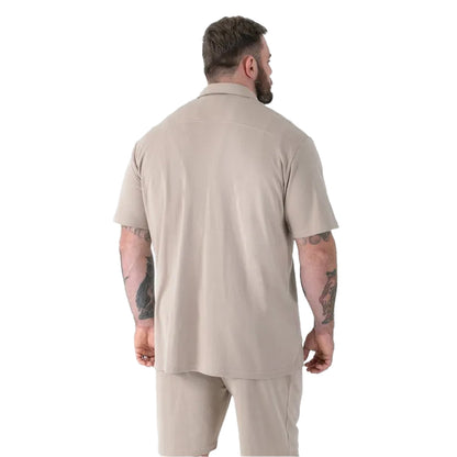 Stone - Back - Duke Mens Connor D555 Stretch Kingsize Shirt