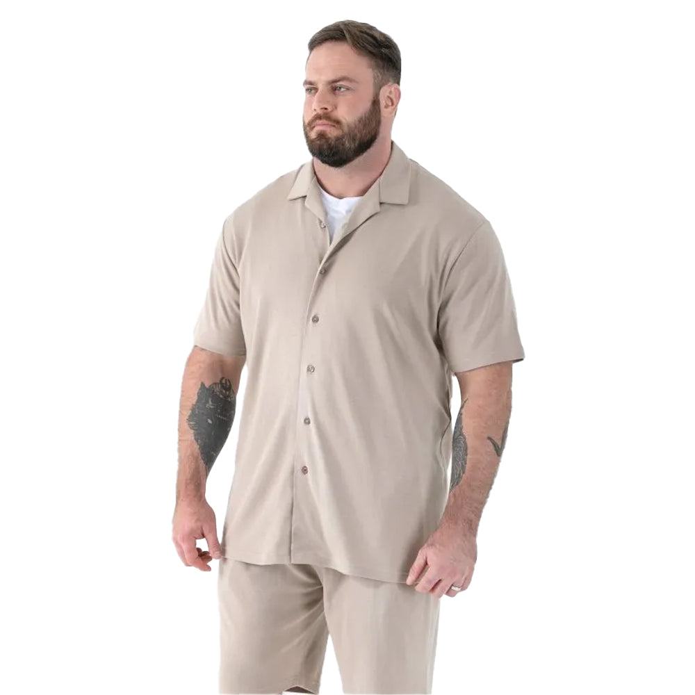 Stone - Side - Duke Mens Connor D555 Stretch Kingsize Shirt