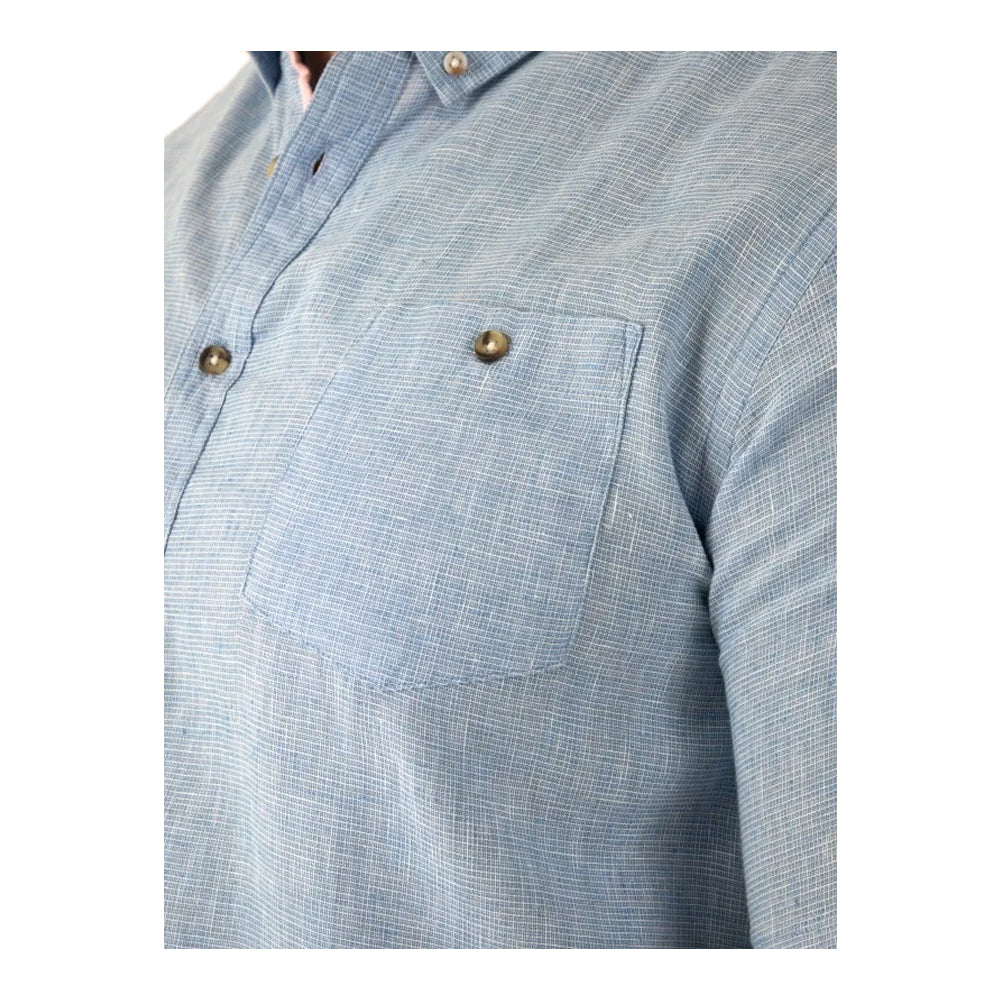 Blue - Side - Duke Mens Clarke D555 Linen Kingsize Shirt