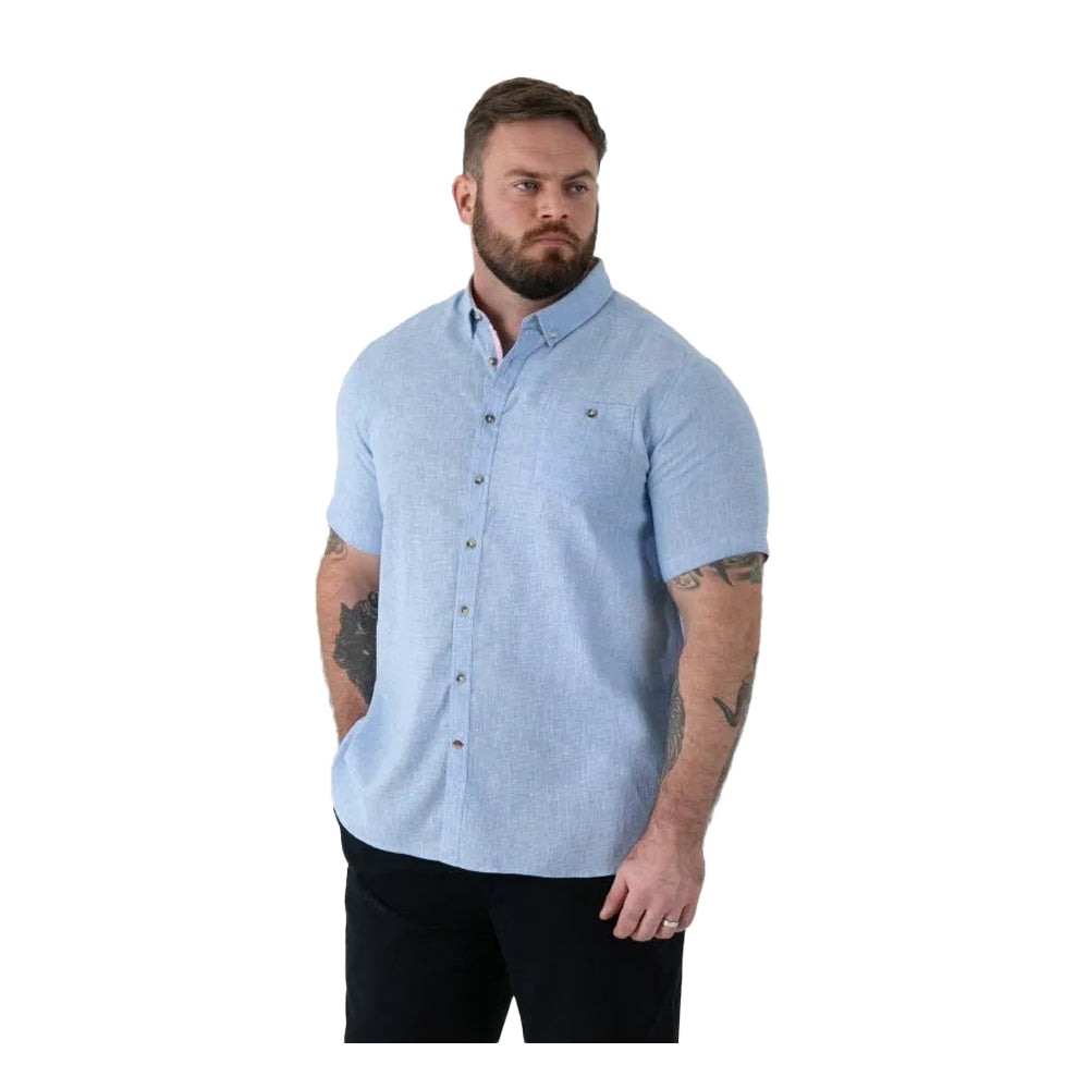 Blue - Lifestyle - Duke Mens Clarke D555 Linen Kingsize Shirt