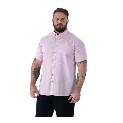 Pink - Side - Duke Mens Clarke D555 Linen Kingsize Shirt