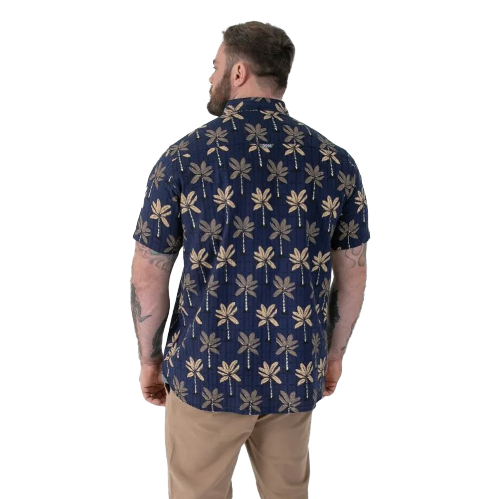Navy - Back - Duke Mens Davey D555 All-Over Print Jacquard Kingsize Shirt