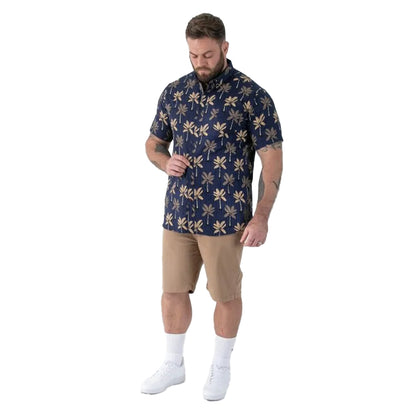 Navy - Lifestyle - Duke Mens Davey D555 All-Over Print Jacquard Kingsize Shirt