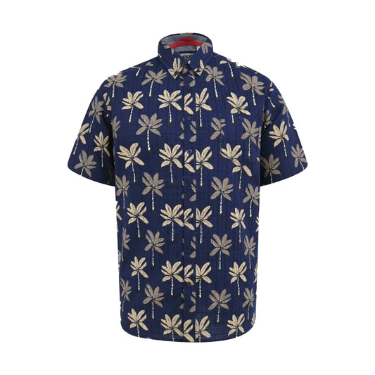 Navy - Front - Duke Mens Davey D555 All-Over Print Jacquard Kingsize Shirt