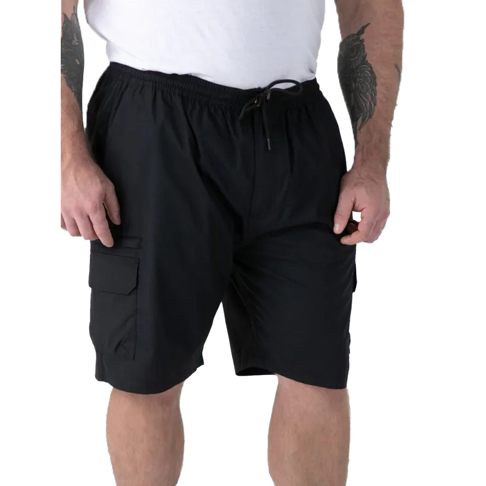 Black - Side - Duke Mens Thomas D555 Stretch Elasticated Waist Kingsize Shorts