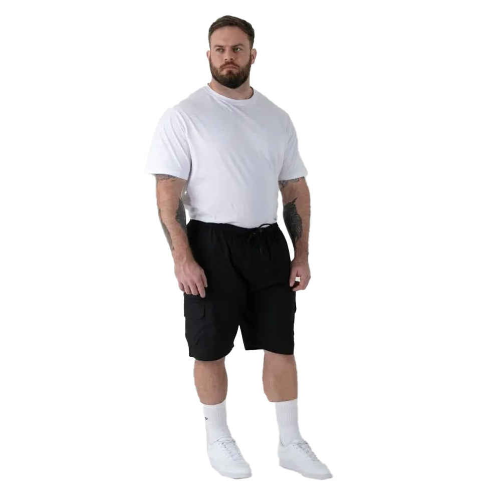 Black - Lifestyle - Duke Mens Thomas D555 Stretch Elasticated Waist Kingsize Shorts