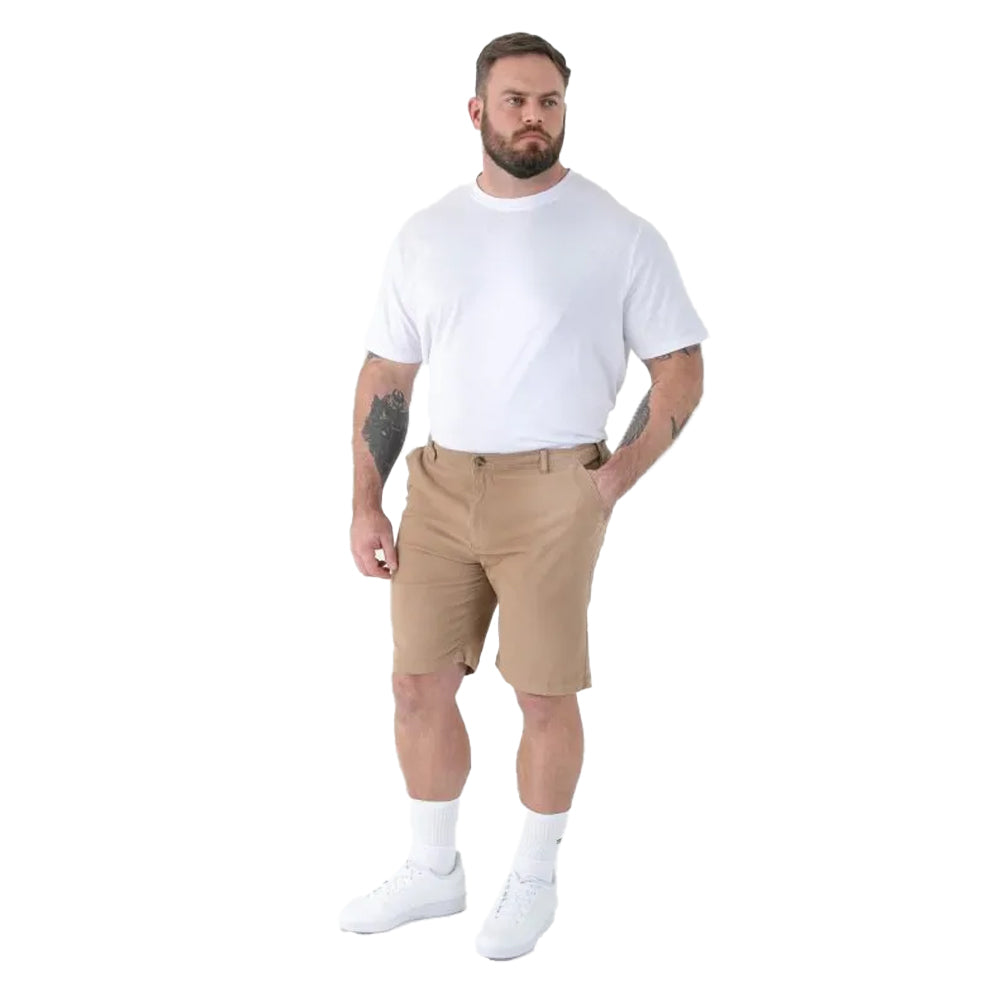 Stone - Lifestyle - Duke Mens Spencer D555 Stretch Elasticated Waist Kingsize Shorts