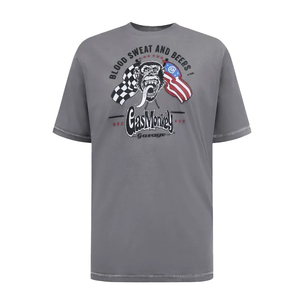 Grey - Front - Duke Mens Jasper D555 Gas Monkey Kingsize T-Shirt