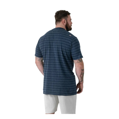 Navy - Back - Duke Mens Dingle 1 D555 Striped Jacquard Kingsize T-Shirt