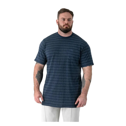 Navy - Lifestyle - Duke Mens Dingle 1 D555 Striped Jacquard Kingsize T-Shirt