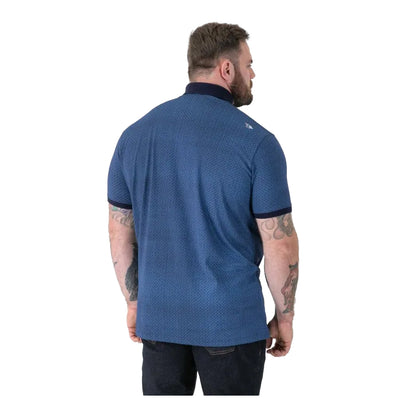 Blue - Back - Duke Mens Murray D555 All-Over Print Jacquard Polo Shirt