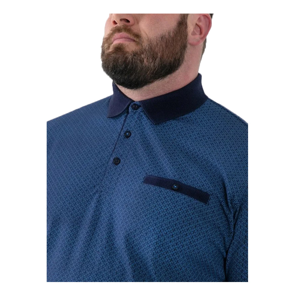 Blue - Side - Duke Mens Murray D555 All-Over Print Jacquard Polo Shirt
