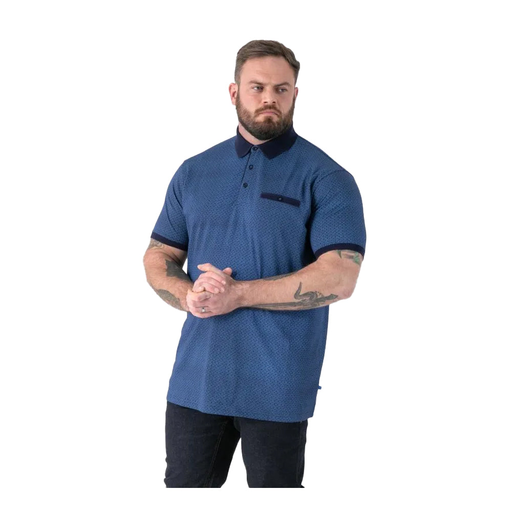 Blue - Lifestyle - Duke Mens Murray D555 All-Over Print Jacquard Polo Shirt