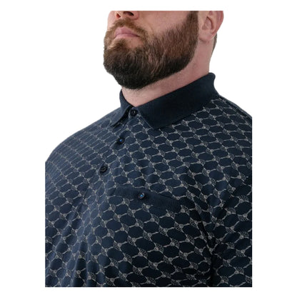 Navy - Side - Duke Mens Saunders D555 All-Over Print Polo Shirt