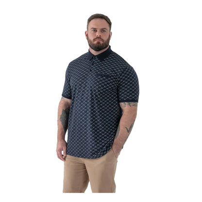 Navy - Lifestyle - Duke Mens Saunders D555 All-Over Print Polo Shirt