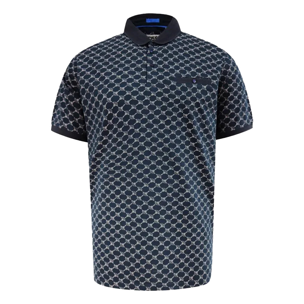 Navy - Front - Duke Mens Saunders D555 All-Over Print Polo Shirt