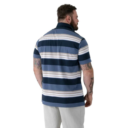 Navy - Back - Duke Mens Willis D555 Stripe Kingsize Rugby Polo Shirt