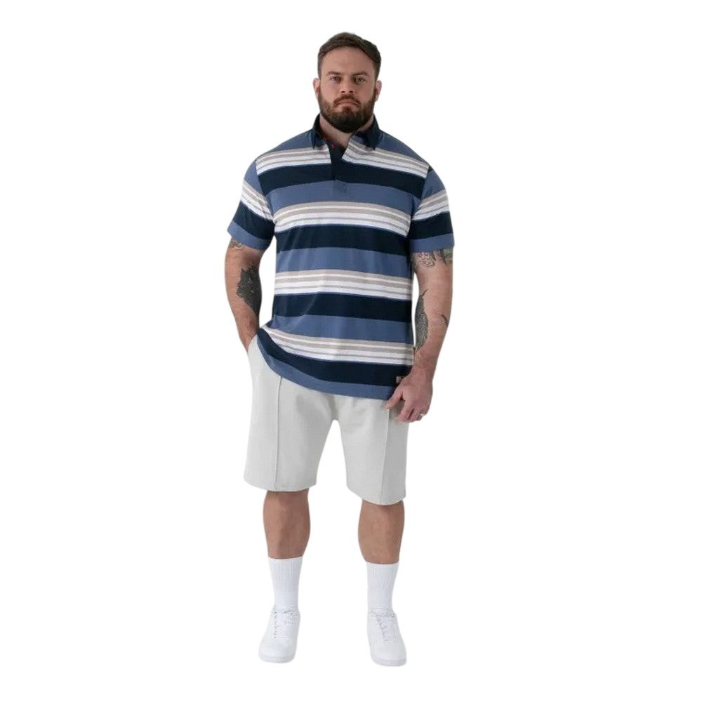 Navy - Lifestyle - Duke Mens Willis D555 Stripe Kingsize Rugby Polo Shirt