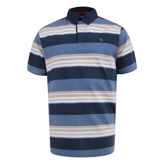 Navy - Front - Duke Mens Willis D555 Stripe Kingsize Rugby Polo Shirt