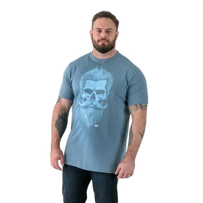 Light Teal - Side - Duke Mens Miller D555 Bearded Skull Kingsize T-Shirt