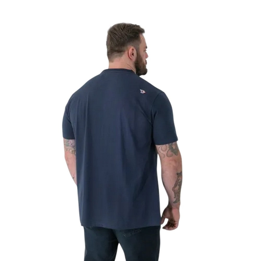 French Navy - Back - Duke Mens Hockney D555 Motorbike With Flame Wings Kingsize T-Shirt