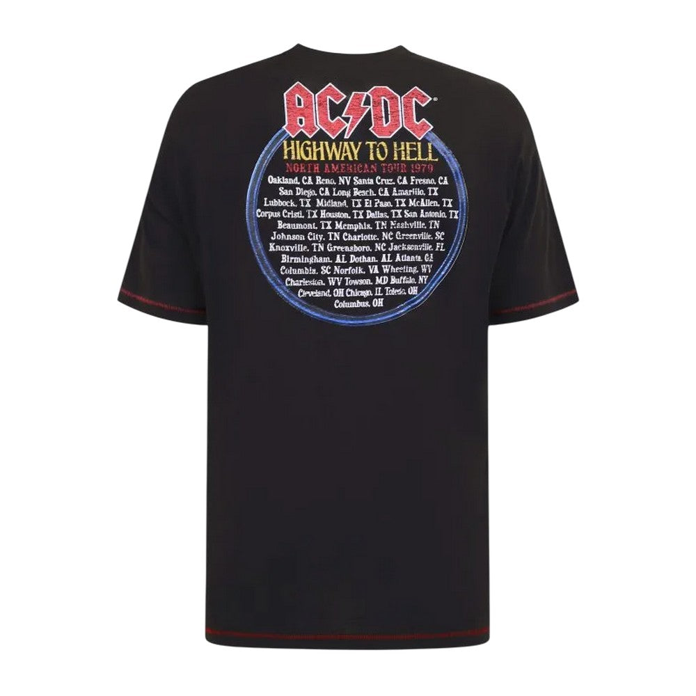 Washed Black - Back - Duke Mens Hugh D555 Highway To Hell AC-DC Crew Neck Kingsize T-Shirt