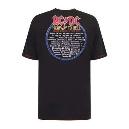 Washed Black - Back - Duke Mens Hugh D555 Highway To Hell AC-DC Crew Neck Kingsize T-Shirt
