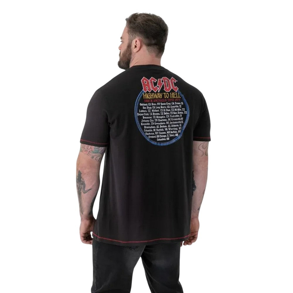 Washed Black - Lifestyle - Duke Mens Hugh D555 Highway To Hell AC-DC Crew Neck Kingsize T-Shirt