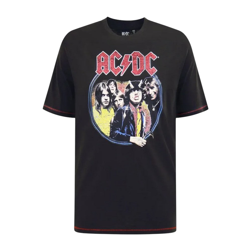 Washed Black - Front - Duke Mens Hugh D555 Highway To Hell AC-DC Crew Neck Kingsize T-Shirt