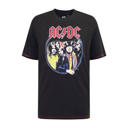 Washed Black - Front - Duke Mens Hugh D555 Highway To Hell AC-DC Crew Neck Kingsize T-Shirt