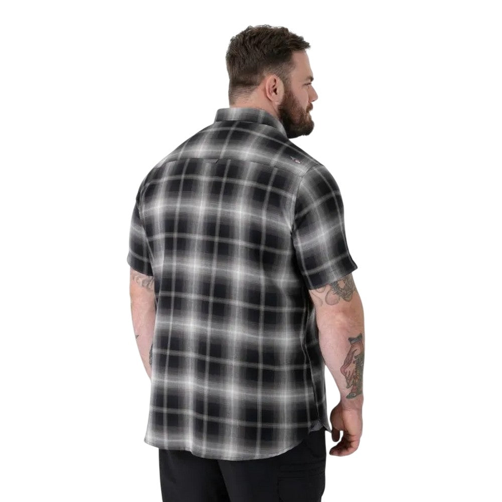 Black - Back - Duke Mens Holden D555 Shadow Checked Kingsize Short-Sleeved Shirt