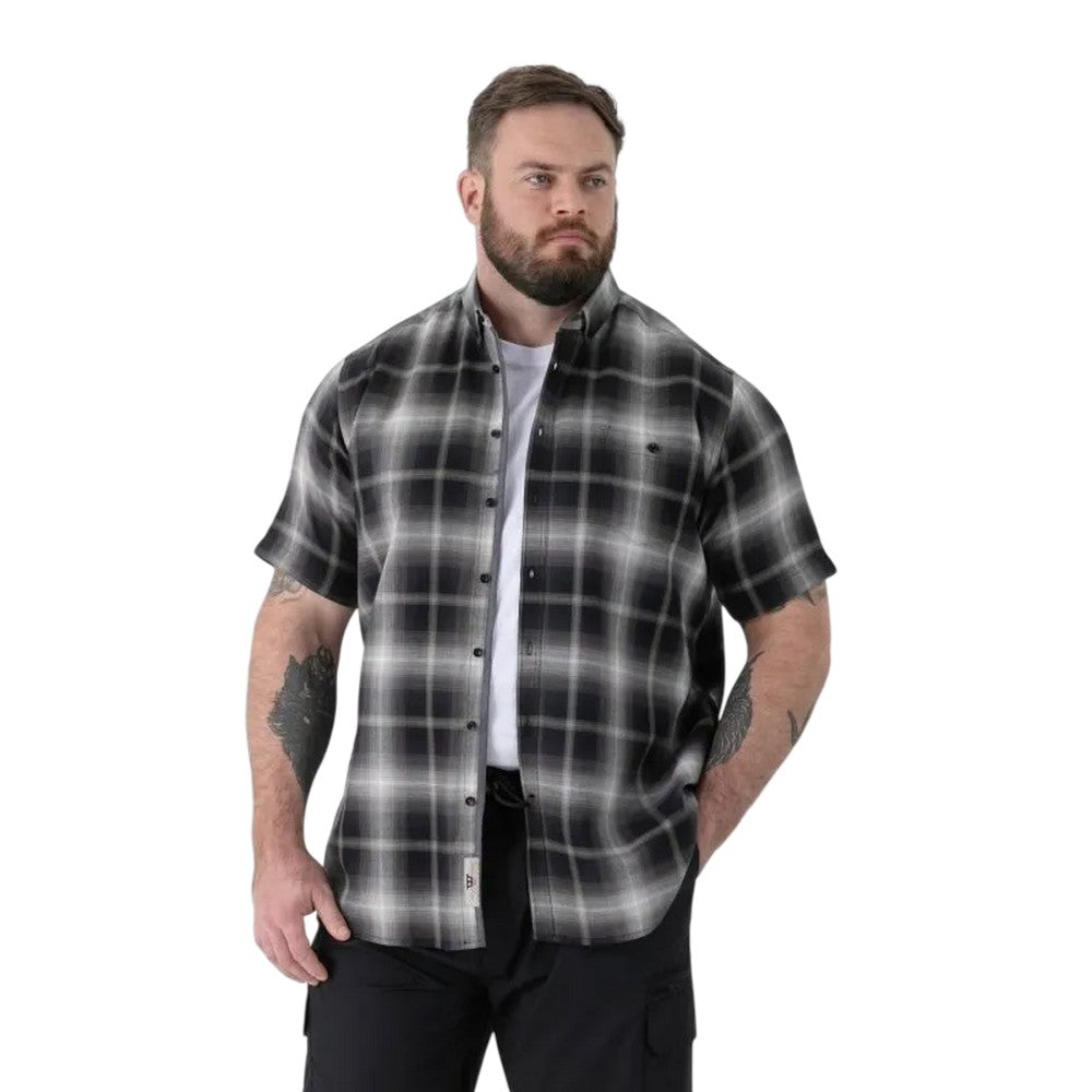 Black - Side - Duke Mens Holden D555 Shadow Checked Kingsize Short-Sleeved Shirt