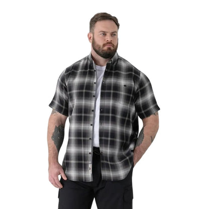 Black - Side - Duke Mens Holden D555 Shadow Checked Kingsize Short-Sleeved Shirt