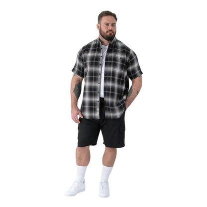 Black - Lifestyle - Duke Mens Holden D555 Shadow Checked Kingsize Short-Sleeved Shirt