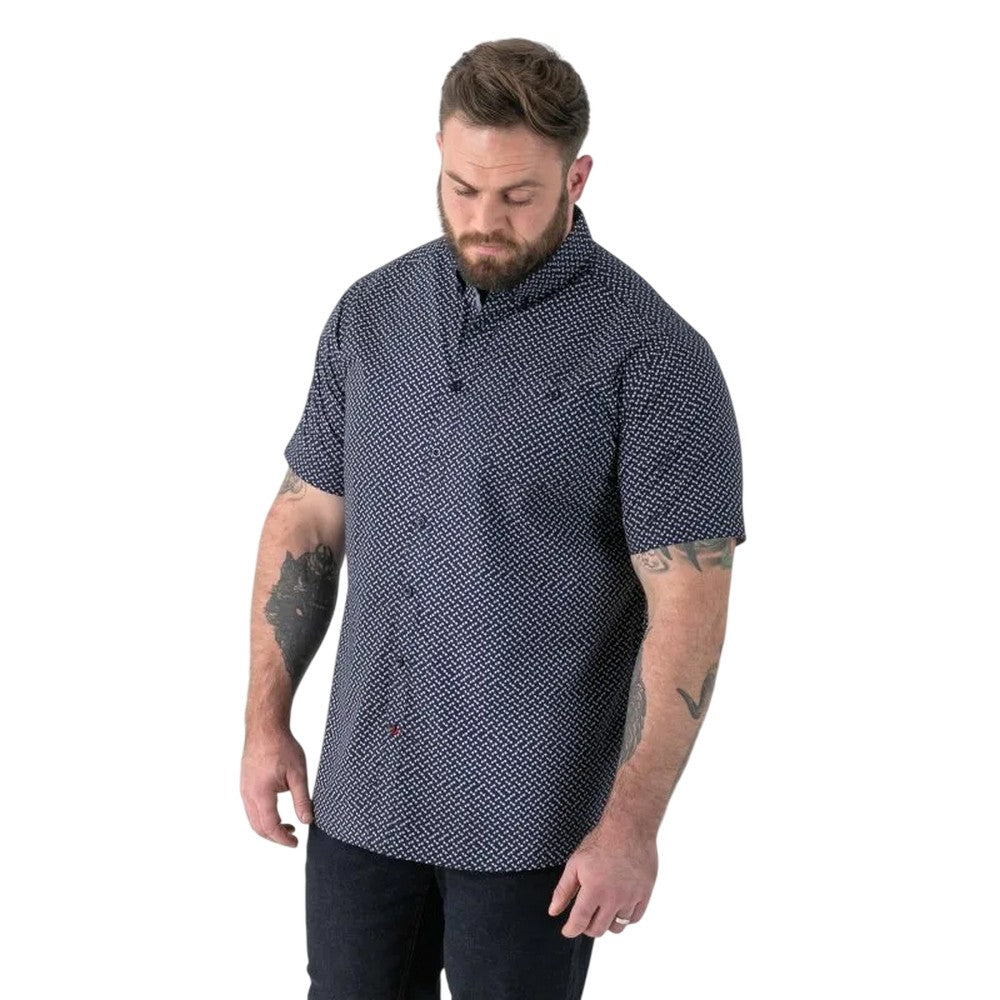 Navy - Side - Duke Mens Melrose D555 Icon Kingsize Short-Sleeved Shirt