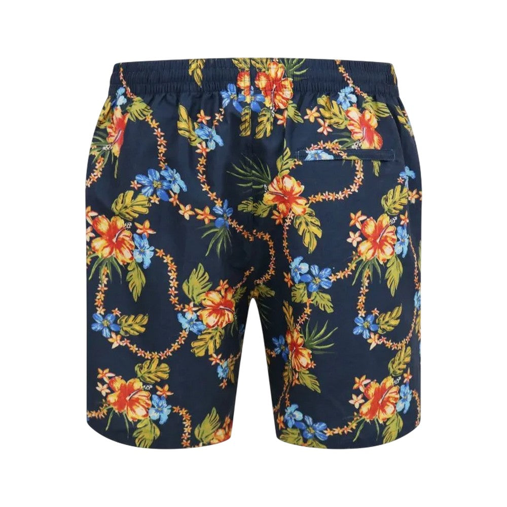Navy - Back - Duke Mens Dawson D555 Hawaiian Kingsize Swim Shorts