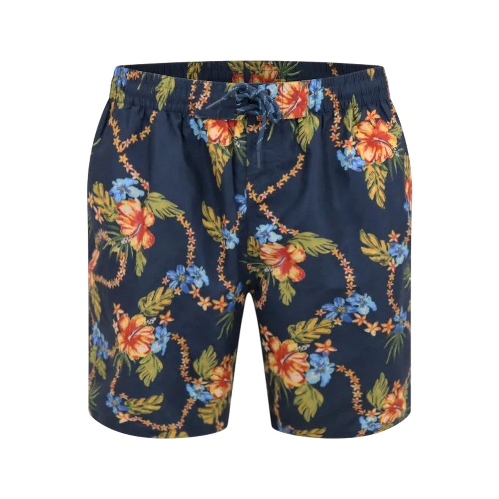 Navy - Front - Duke Mens Dawson D555 Hawaiian Kingsize Swim Shorts