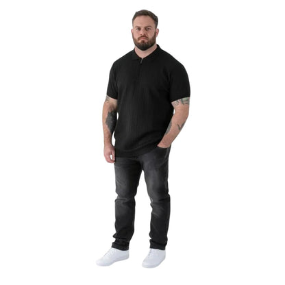 Black - Lifestyle - Duke Mens Kennedy D555 Cable Knit Quarter Zip Kingsize Polo Shirt