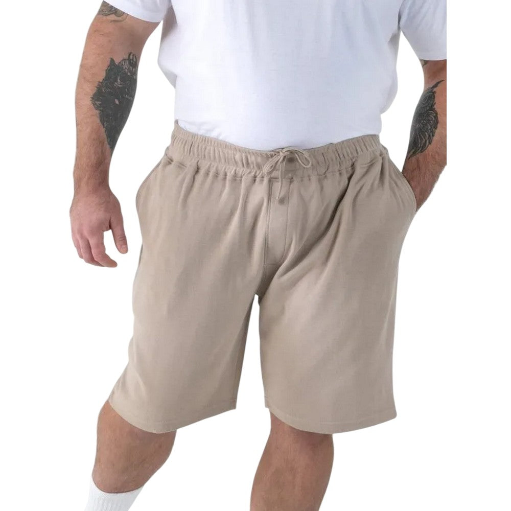 Stone - Side - Duke Mens Mitchell 3 D555 Stretch Plain Elasticated Waist Kingsize Shorts