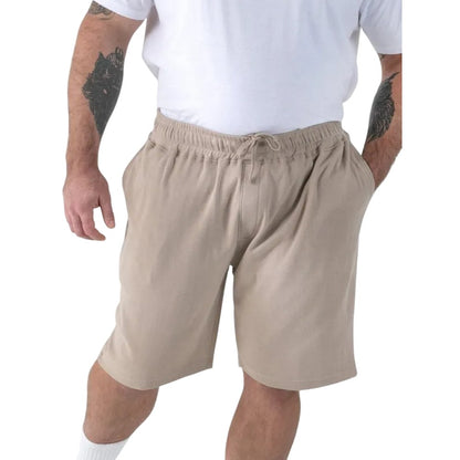 Stone - Side - Duke Mens Mitchell 3 D555 Stretch Plain Elasticated Waist Kingsize Shorts