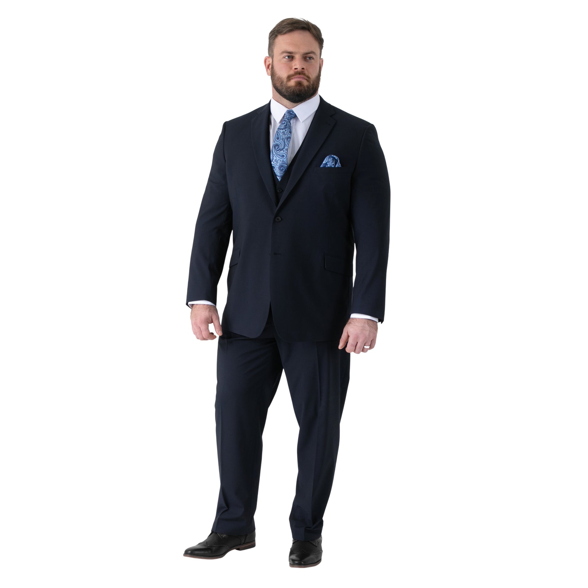 Navy - Close up - Duke Mens D555 Ted 4 Way Stretch Suit Jacket