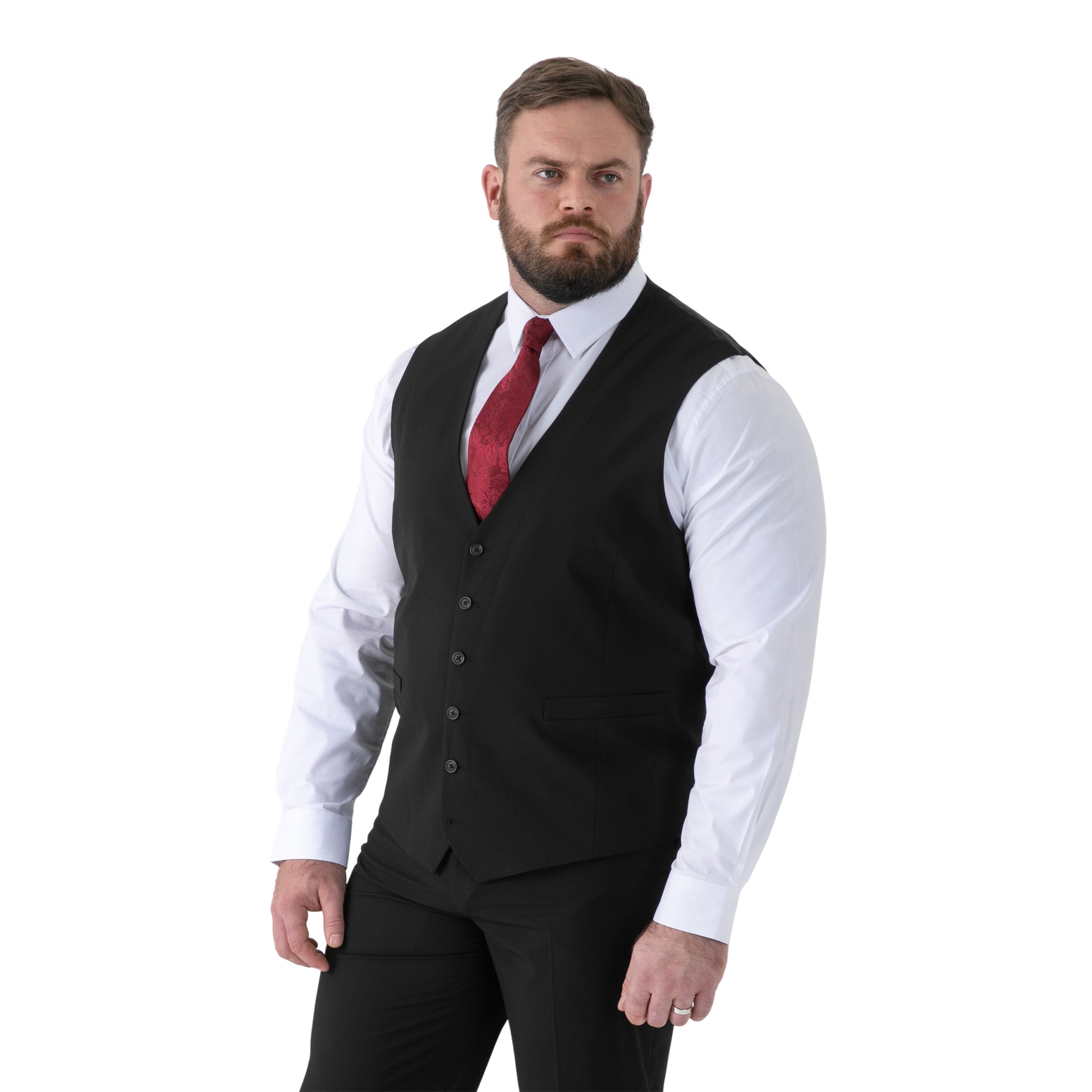 Black - Close up - Duke Mens D555 Ted 4 Way Stretch Suit Jacket