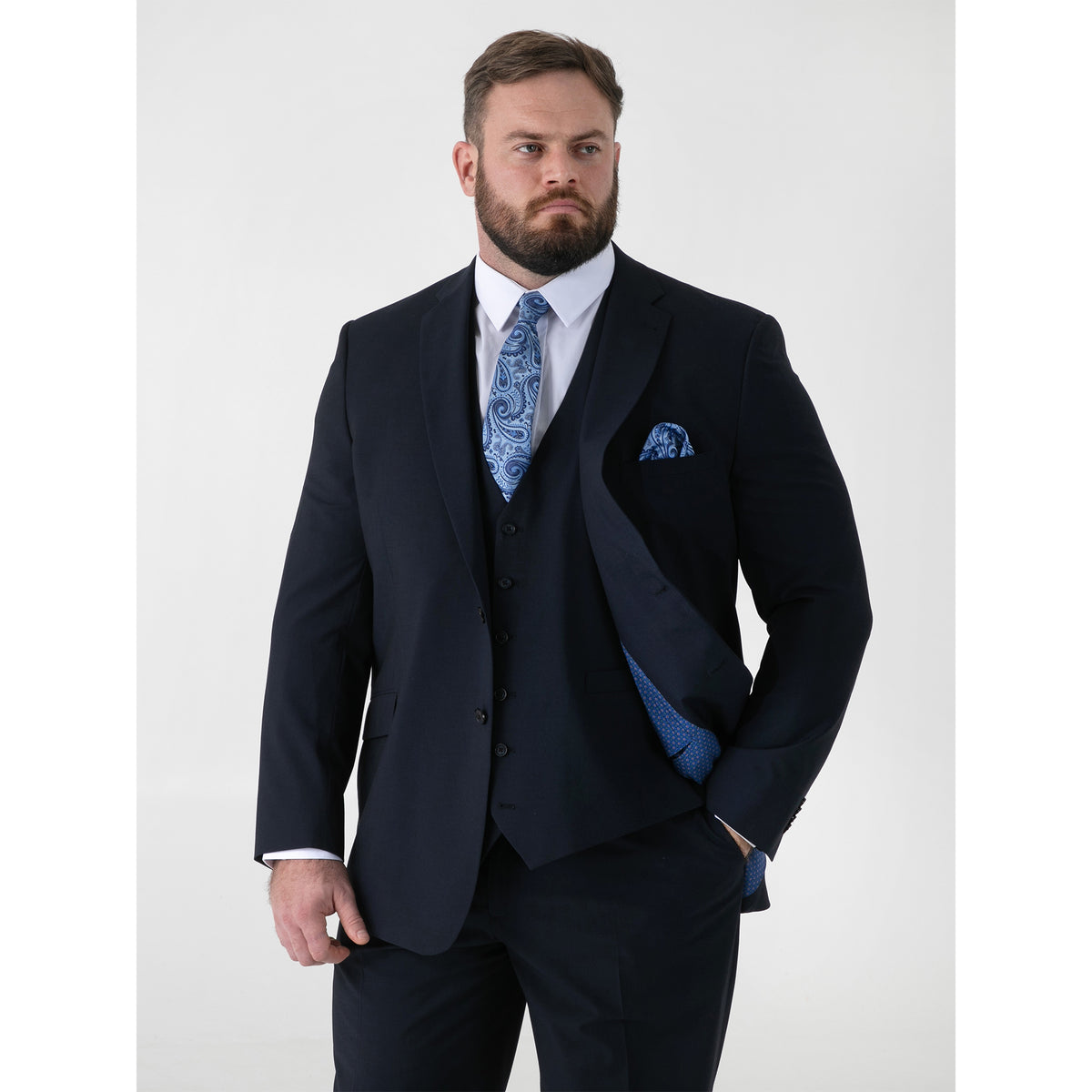 Navy - Side - Duke Mens D555 Ted 4 Way Stretch Suit Jacket
