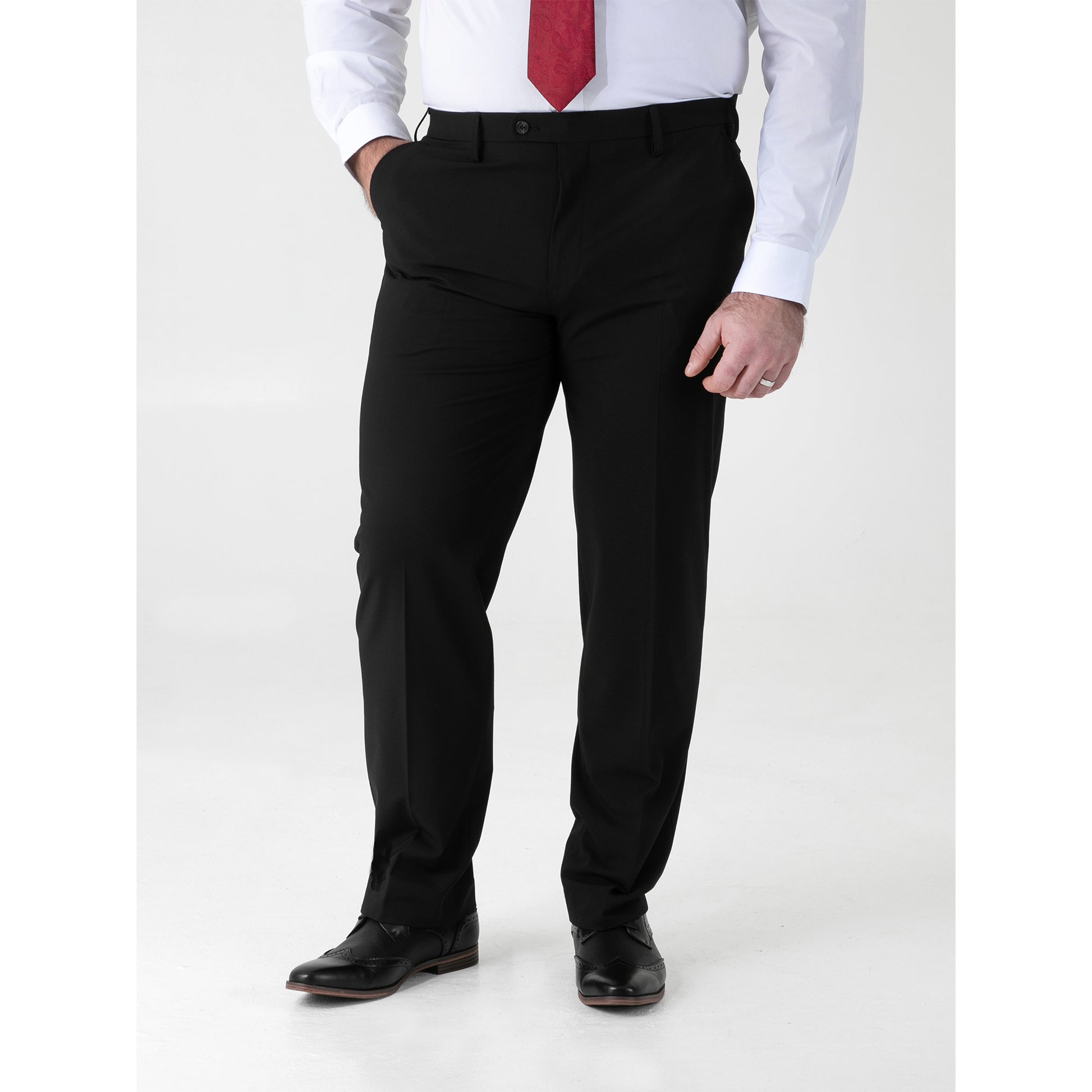 Black - Side - Duke Mens D555 Ted 4 Way Stretch Classic Trousers