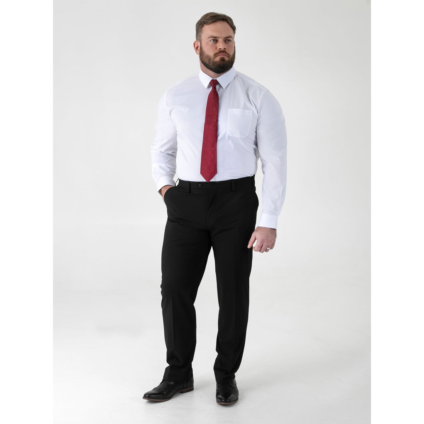 Black - Close up - Duke Mens D555 Ted 4 Way Stretch Classic Trousers