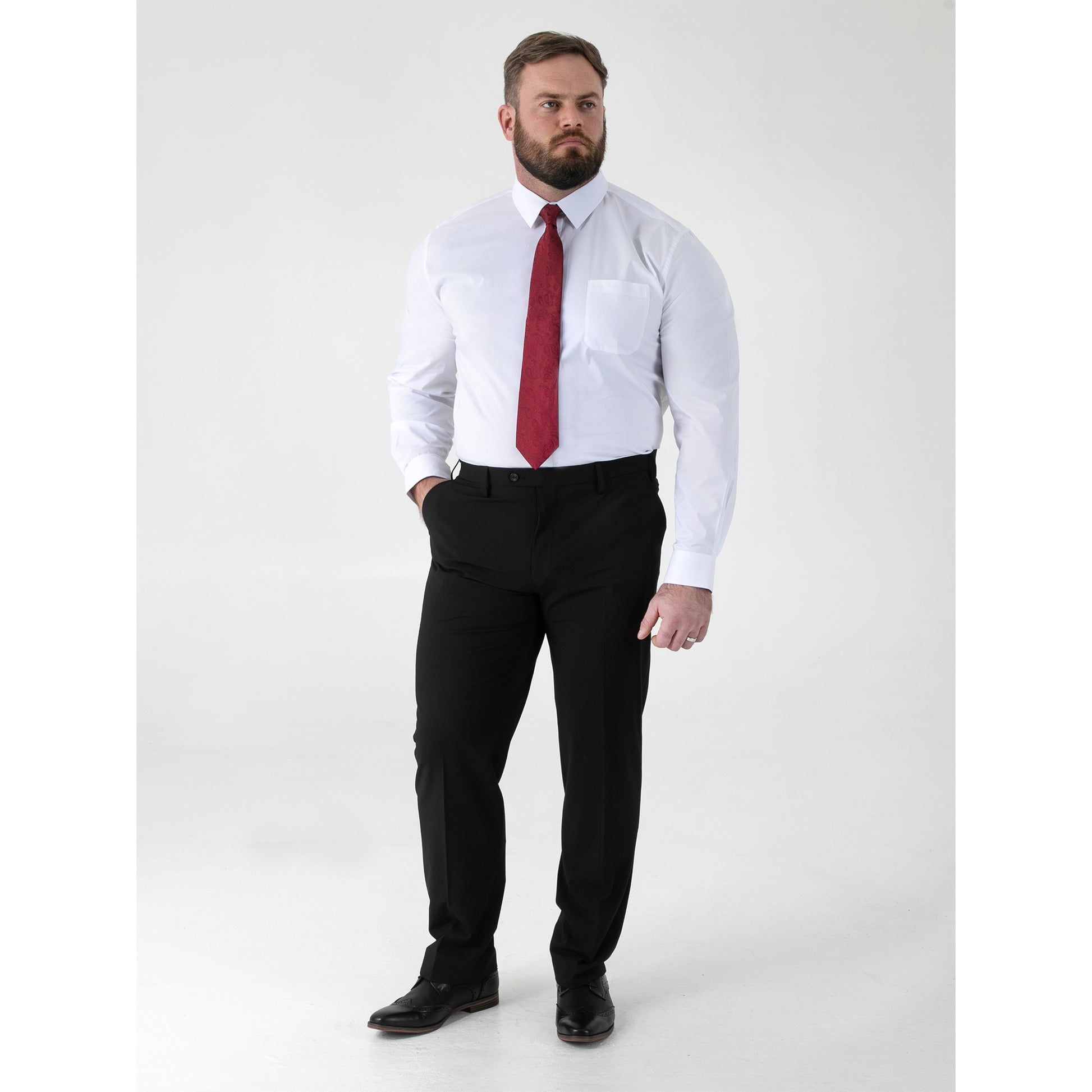 Black - Close up - Duke Mens D555 Ted 4 Way Stretch Classic Trousers