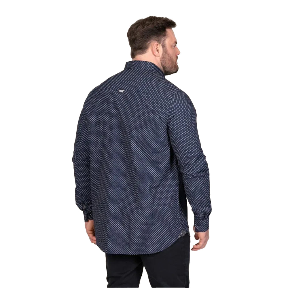 Navy - Back - Duke Mens Powell D555 All-Over Print Kingsize Shirt