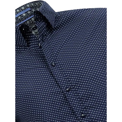 Navy - Side - Duke Mens Powell D555 All-Over Print Kingsize Shirt