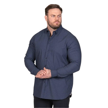 Navy - Pack Shot - Duke Mens Powell D555 All-Over Print Kingsize Shirt