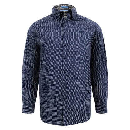 Navy - Front - Duke Mens Powell D555 All-Over Print Kingsize Shirt